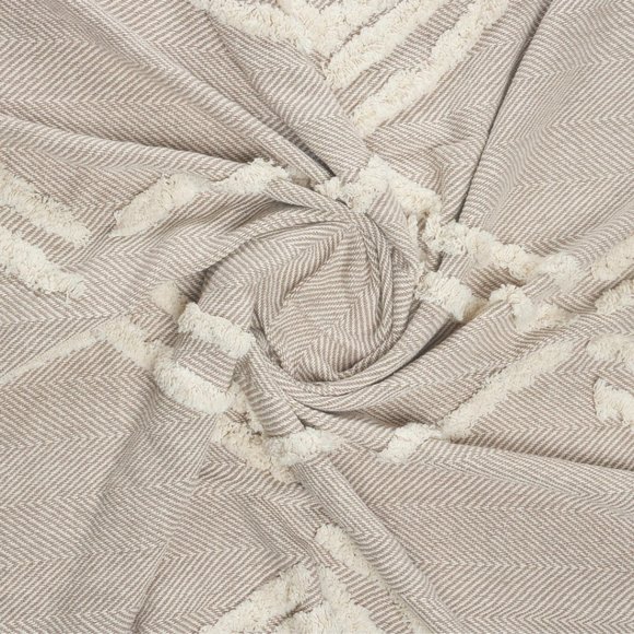 Diamond Tufted Throw Blanket / Beige & Cream / Cotton Throw Blanket / 60"x50" - Picture 8 of 11